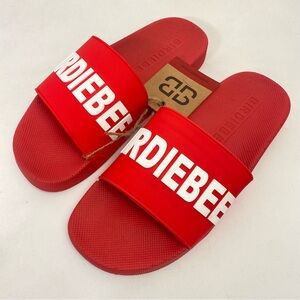 BIRDIEBEE Red Statement Slide Sandals Size 6 Womens Beach Casual
